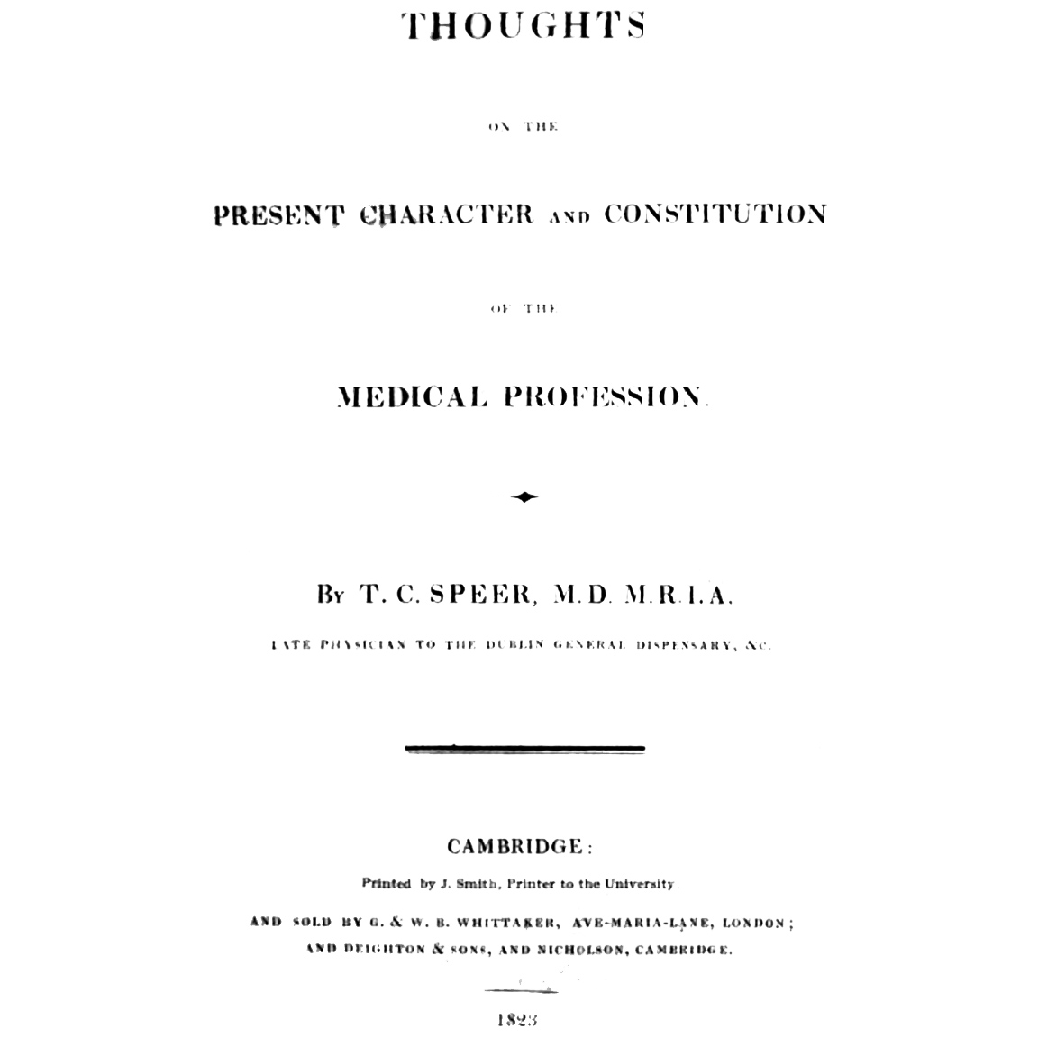 1823-SPEER-ThoughtsMedProfession-title