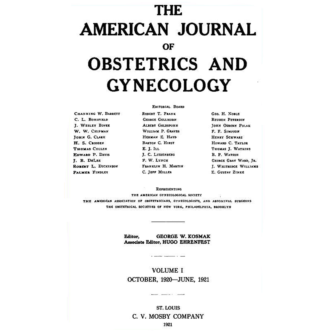 Am J OBGYN 1920 V-1 title page