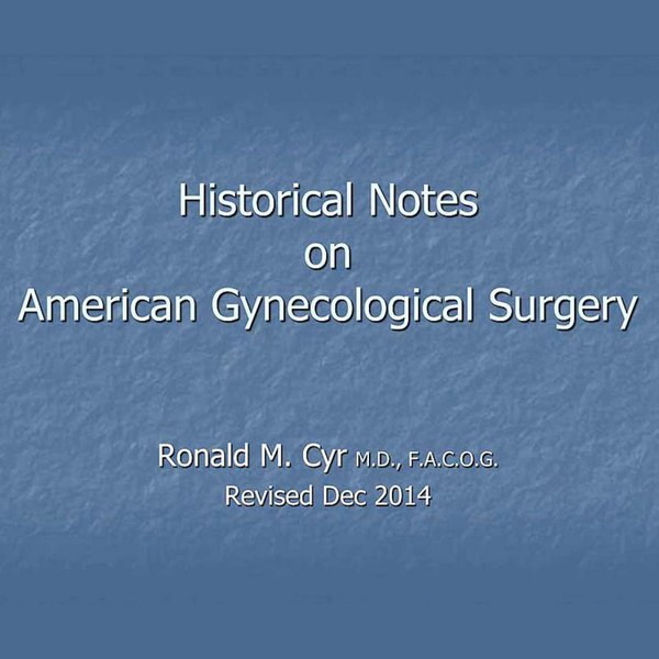 Title page of PDF presentation on the history of American Gynecology